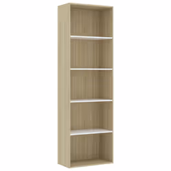 VidaXL 800995, Quercia, Bianco, 5 ripiani, Legno, Legno, 600 mm, 300 mm