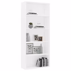 vidaXL Libreria a 5 Ripiani Bianca 80x30x189 cm in Legno Multistrato - Vista aggiuntiva 3
