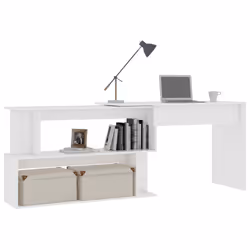 Scrivania ad Angolo Bianca 200x50x76 cm in Legno Multistratocod mxl 121136