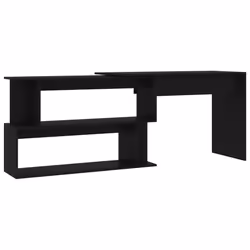 vidaXL Scrivania ad Angolo Nera 200x50x76 cm in Legno Multistrato - Vista aggiuntiva 2