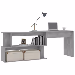 Scrivania Angolo Grigio Cemento 200x50x76 cm Legno Multistratocod mxl 127602 - Vista aggiuntiva 3