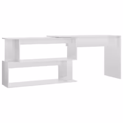 vidaXL Scrivania Angolo Bianco Lucido 200x50x76 cm Legno Multistrato - Vista aggiuntiva 2