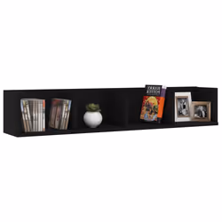 vidaXL Scaffale Porta CD a Parete Nero 100x18x18 cm Legno Multistrato - Vista aggiuntiva 3