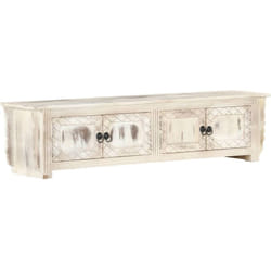 Vidaxl - Mobile Porta tv Bianco 140x30x35 cm in Legno Massello di Mango 297023