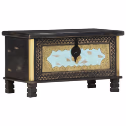 VidaXL 286396 scatola di conservazione Legno di mango, Metallo Nero, Blu, Oro - Vista aggiuntiva 3