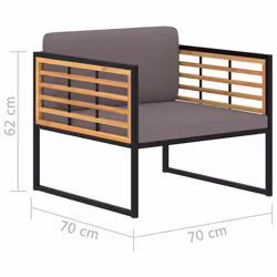 VidaXL 46508 sedia da esterno Terrazzo Seduta imbottita Legno di acacia, Poliestere, Acciaio Grigio - Vista aggiuntiva 8