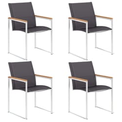 VidaXL 46516 sedia da esterno Terrazzo Acciaio inox, Teak, Tessile