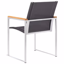 VidaXL 46516 sedia da esterno Terrazzo Acciaio inox, Teak, Tessile - Vista aggiuntiva 5