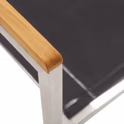 VidaXL 46516 sedia da esterno Terrazzo Acciaio inox, Teak, Tessile - Vista aggiuntiva 7