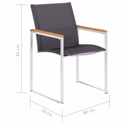 VidaXL 46516 sedia da esterno Terrazzo Acciaio inox, Teak, Tessile - Vista aggiuntiva 8