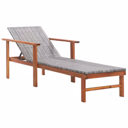VidaXL 48705 sedia da esterno Salone Seduta imbottita Legno di acacia, Poliestere, Rattan sintetico Grigio - Vista aggiuntiva 2