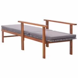 VidaXL 48705 sedia da esterno Salone Seduta imbottita Legno di acacia, Poliestere, Rattan sintetico Grigio - Vista aggiuntiva 5