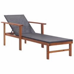 VidaXL 48707 sedia da esterno Salone Seduta imbottita Legno di acacia, Poliestere, Rattan sintetico Nero - Vista aggiuntiva 2