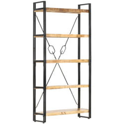 Libreria a 5 Ripiani, Scaffale 90x30x180 cm in Legno Massello di Mango Vidaxl