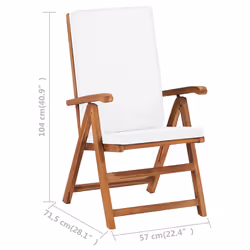 VidaXL 48983 sedia da esterno Terrazzo Seduta imbottita Poliestere, Teak Crema, Bianco - Vista aggiuntiva 8