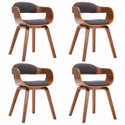vidaXL Sedie da Pranzo 4 pz Grigio Scuro in Tessuto e Legno Curvato - Vista aggiuntiva 2