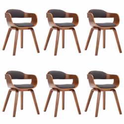 vidaXL Sedie da Pranzo 6 pz Grigio Scuro in Tessuto e Legno Curvato - Vista aggiuntiva 2
