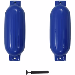 Questo parabordi blu per gommone, con dimensioni di 69 x 21,5 cm, ha un design liscio con finitura lucida. Il set offre la ma ...