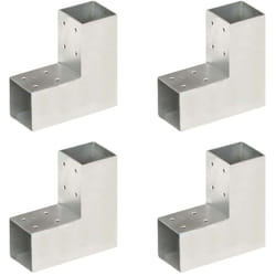 Connettori per Pali a Forma di l 4 pz Metallo Zincato 71x71 mm