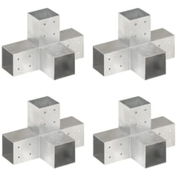 Connettori per Pali a Forma di x 4 pz Metallo Zincato 81x81 mm Vidaxl 4284