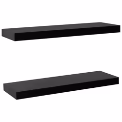 vidaXL Mensole a Muro Galleggianti 2 pz Nere 60x20x3,8 cm - Vista aggiuntiva 2
