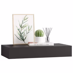 vidaXL Mensola a Muro Galleggianti con Cassetto Nera 48x25x8 cm - Vista aggiuntiva 3