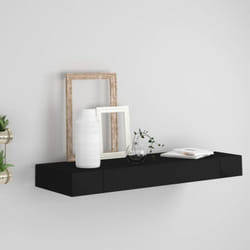 Mensola a Muro Galleggianti con Cassetto Nera 80x25x8 cm Vidaxl 61485