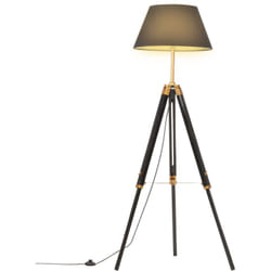 Vidaxl - Lampada a Treppiede Nero e Oro in Massello di Teak 141 cm 82874