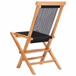VidaXL 49362 sedia da esterno Terrazzo Poliestere, Teak Nero - Vista aggiuntiva 4