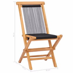 VidaXL 49362 sedia da esterno Terrazzo Poliestere, Teak Nero - Vista aggiuntiva 6