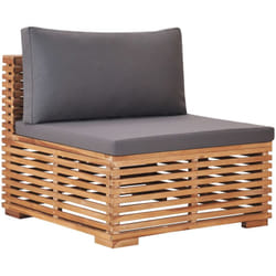 Vidaxl - Divano Centrale da Giardino con Cuscino Grigio Massello di Teak 801235