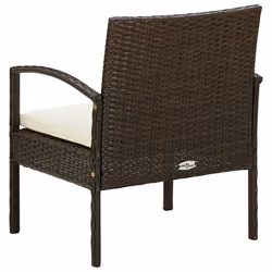 VidaXL 45794 sedia da esterno Terrazzo Seduta imbottita Poliestere, Rattan sintetico, Acciaio Crema, Bianco - Vista aggiuntiva 4