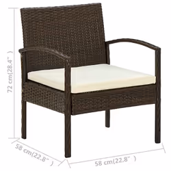 VidaXL 45794 sedia da esterno Terrazzo Seduta imbottita Poliestere, Rattan sintetico, Acciaio Crema, Bianco - Vista aggiuntiva 7