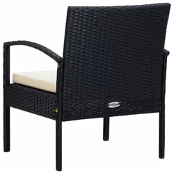 VidaXL 45795 sedia da esterno Terrazzo Seduta imbottita Poliestere, Rattan sintetico, Acciaio Crema, Bianco - Vista aggiuntiva 4