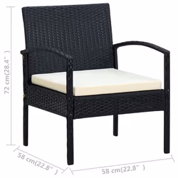 VidaXL 45795 sedia da esterno Terrazzo Seduta imbottita Poliestere, Rattan sintetico, Acciaio Crema, Bianco - Vista aggiuntiva 8