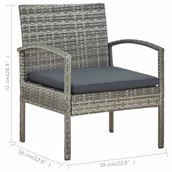 VidaXL 45796 sedia da esterno Terrazzo Seduta imbottita Poliestere, Rattan sintetico, Acciaio Grigio - Vista aggiuntiva 7