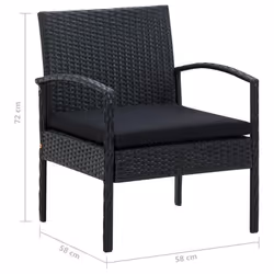 VidaXL 45797 sedia da esterno Terrazzo Seduta imbottita Poliestere, Rattan sintetico, Acciaio Nero - Vista aggiuntiva 7
