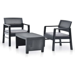 3 pz Set Salotto da Giardino, Divano da Giardino in Plastica Antracite vidaXL