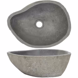 Questo lavandino ovale, in pietra naturale del fiume, sarà un'aggiunta elegante per qualsiasi stanza da bagno o toilette. Que ...