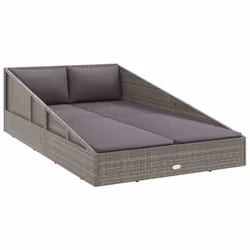 vidaXL Lettino da Giardino Grigio 110x200 cm in Polyrattan - Vista aggiuntiva 2