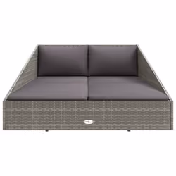 vidaXL Lettino da Giardino Grigio 110x200 cm in Polyrattan - Vista aggiuntiva 3