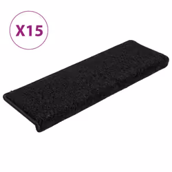 vidaXL Tappetini per scale 15 pz 65x21x4 cm Nero Bordo rettangolare - Vista aggiuntiva 2