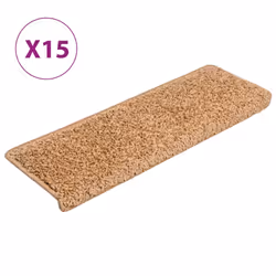 vidaXL Tappetini per scale 15 pz 65x21x4 cm Beige Bordo rettangolare - Vista aggiuntiva 2