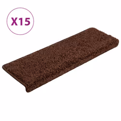 vidaXL Tappetini per scale 15 pz 65x21x4 cm Marrone Bordo rettangolare - Vista aggiuntiva 2