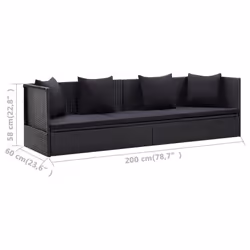 VidaXL 46087 sedia da esterno Terrazzo Seduta imbottita Poliestere, Rattan sintetico, Acciaio Nero - Vista aggiuntiva 7