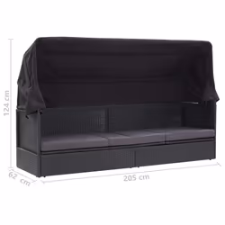 VidaXL 46092 sedia da esterno Terrazzo Seduta imbottita Tessuto, Rattan sintetico, Acciaio Nero - Vista aggiuntiva 7