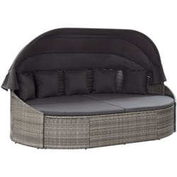 Vidaxl - Lettino Prendisole con Baldacchino in Polyrattan Grigio