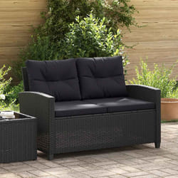 vidaXL Divano da Giardino 2 Posti con Cuscini Nero 124 cm Polyrattan