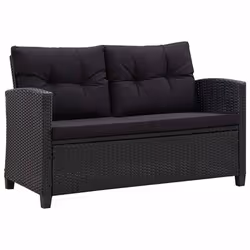 vidaXL Divano da Giardino 2 Posti con Cuscini Nero 124 cm Polyrattan - Vista aggiuntiva 2