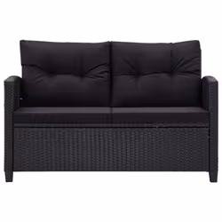 vidaXL Divano da Giardino 2 Posti con Cuscini Nero 124 cm Polyrattan - Vista aggiuntiva 3